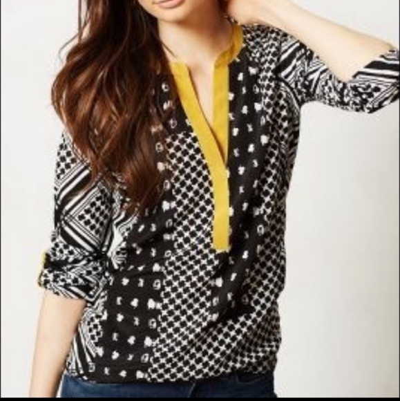 Anthropologie Tops - Anthropologie Tiny mixed media henley shirt